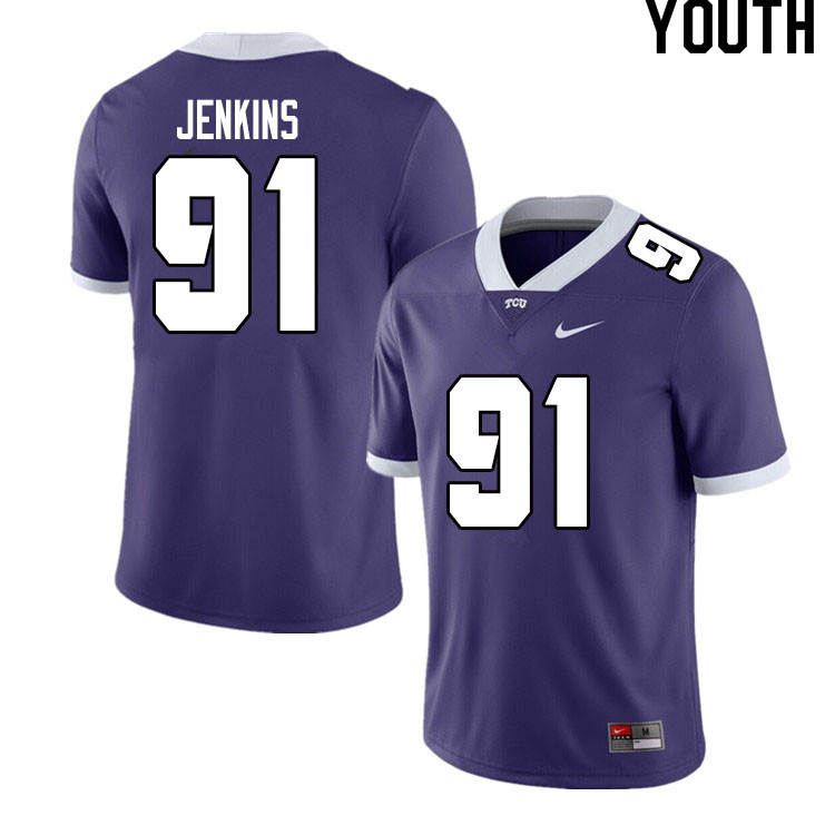 Youth #91 Patrick Jenkins TCU Horned Frogs College Football Jerseys Sale-Purple
